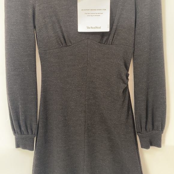 DVF Womens Charcoal Gray Long Sleeve100% Wool Fit & Flare Dress Size 4 - Picture 3 of 15